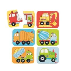 6 Mini-Puzzles Fahrzeuge 2-teilig