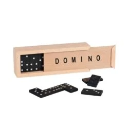 Klassisches Domino-Spiel Im Holzkasten