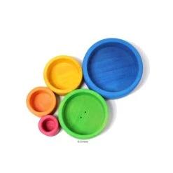 Grimms Schälchen-Satz Blau Aus Holz -Kinder Spaß Verkaufsgeschäft Grimms Schaelchen Satz Blau Stapelbecher aus Holz 04