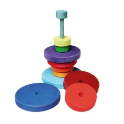 Grimms Großer Scheibenturm Bunt -Kinder Spaß Verkaufsgeschäft Grimms Steckturm gross Stapelturm Stapelpyramide grosser Steckturm bunt 03