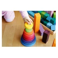 Grimms Großer Scheibenturm Bunt -Kinder Spaß Verkaufsgeschäft Grimms Steckturm gross Stapelturm Stapelpyramide grosser Steckturm bunt 04