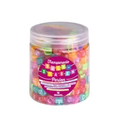 Moses Transparente Buchstabenperlen -Kinder Spaß Verkaufsgeschäft Moses Transparente Buchstaben Perlen bunt mit Regenbogenband zum Auffaedeln 03