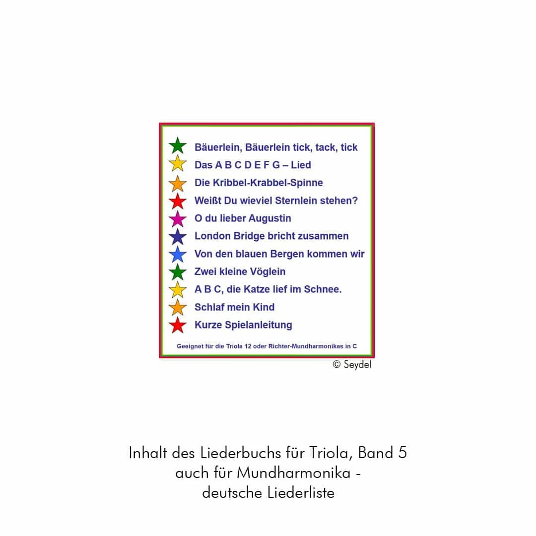 Liederbuch Für Triola Bd.5 De-en, Auch Für Mundharmonika 2 Liederbuch Für Triola Bd.5 De-en, Auch Für Mundharmonika – Bild 2