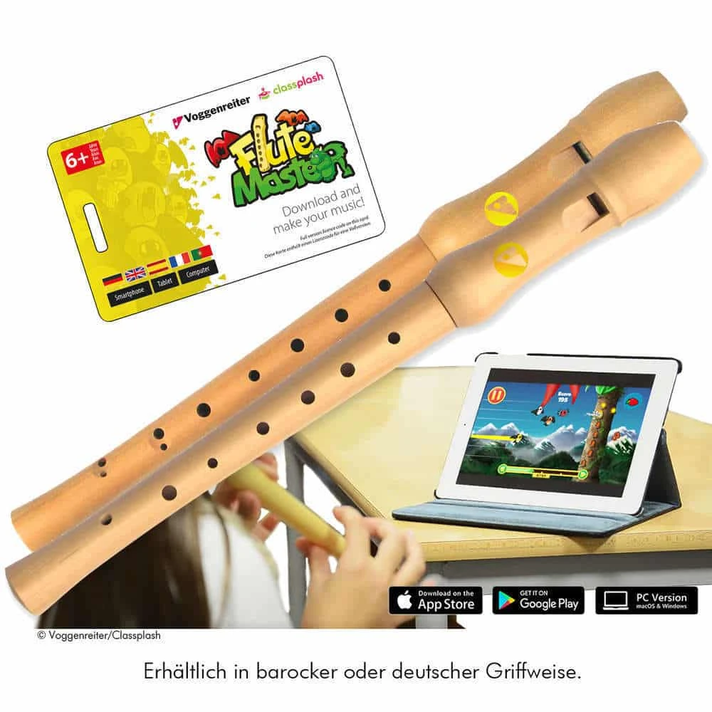 Flute Master Lern-App Mit Holz-Blockflöte, Barock Oder Deutsch 1 Flute Master Lern-App Mit Holz-Blockflöte, Barock Oder Deutsch