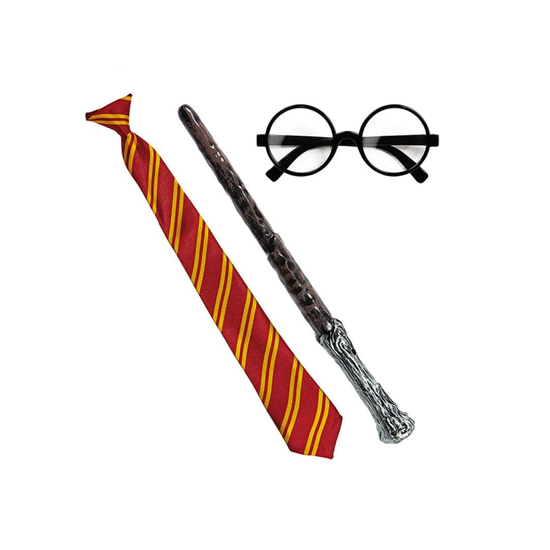 Kostüm-Accessoires Zauberer Mit Zauberstab, Brille, Krawatte 1 Kostüm-Accessoires Zauberer Mit Zauberstab, Brille, Krawatte